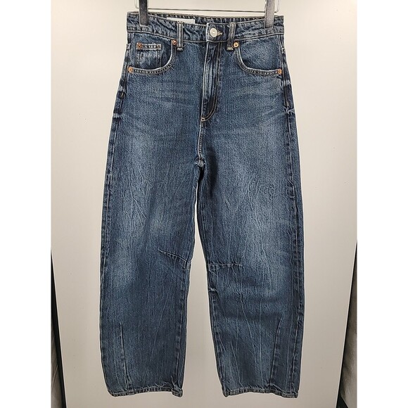 Zara Denim - Zara Barrel Leg Jeans Sz 0 Rigid Denim